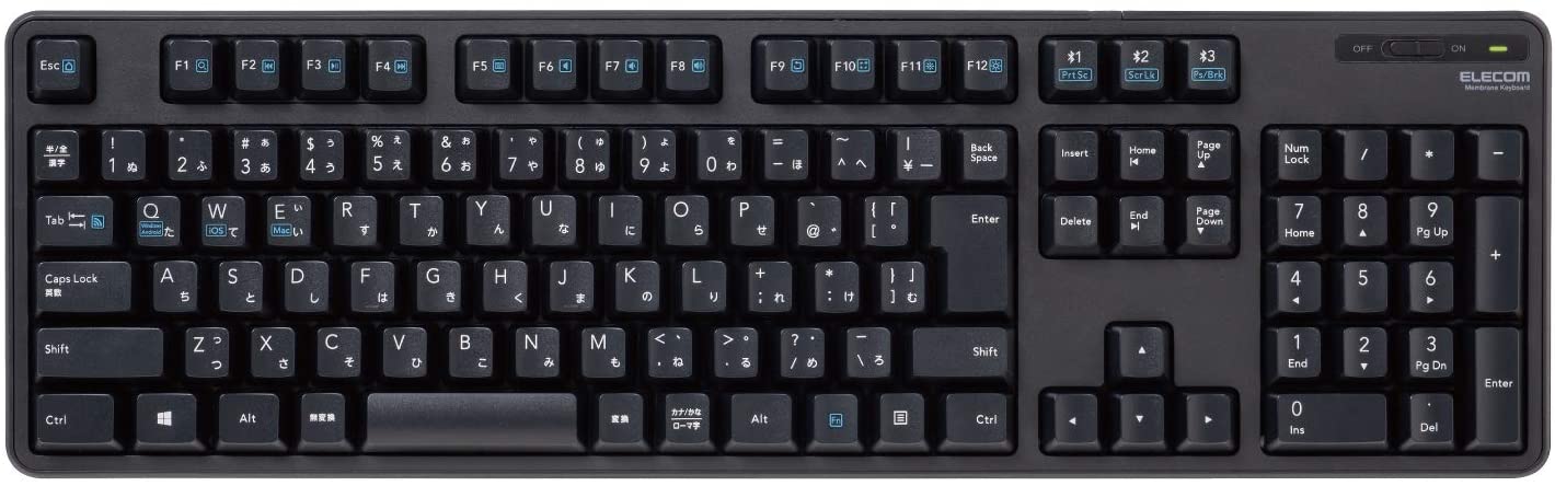 Bluetooth 5.0メンブレンフルキーボード 9