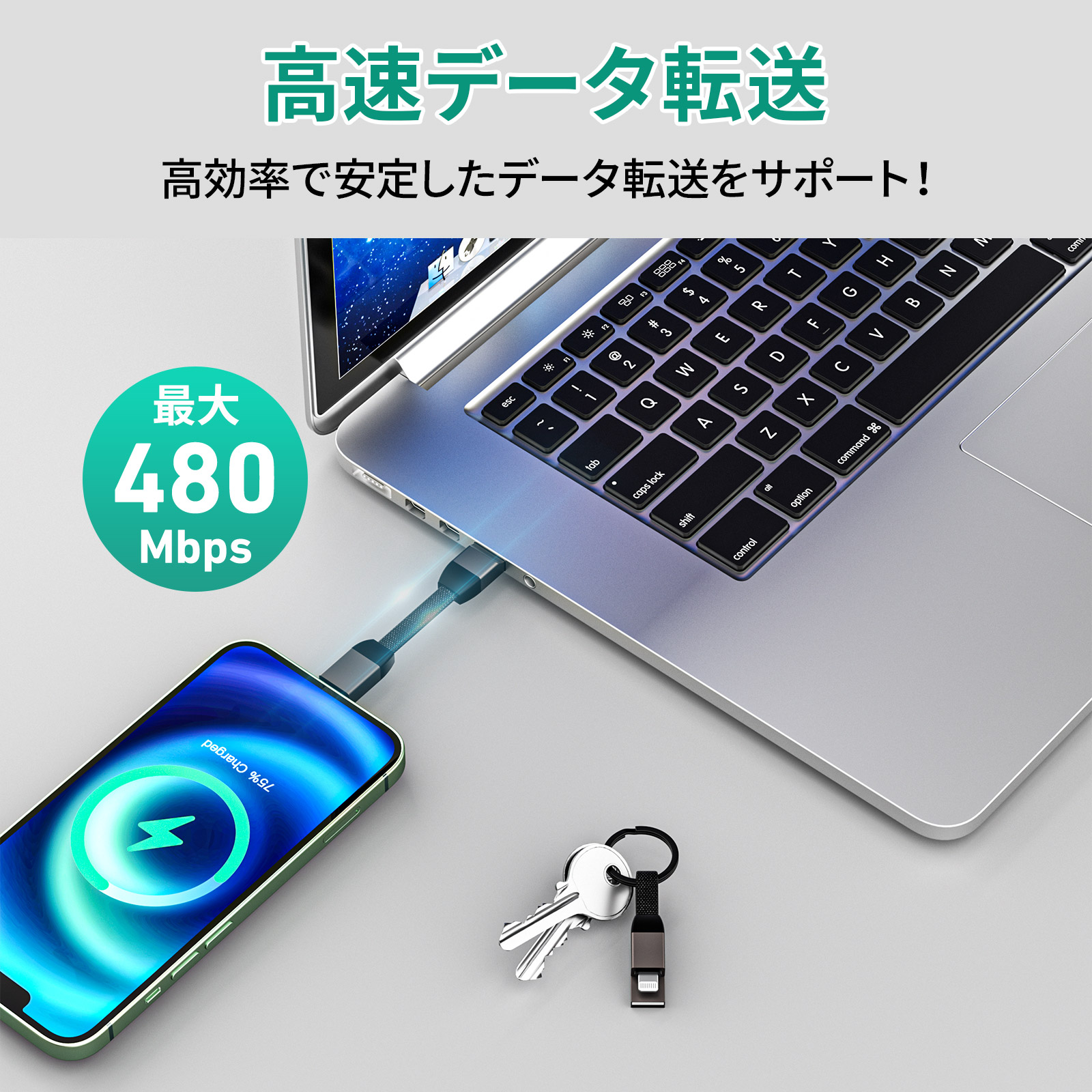 USB Type-A to Lightning ストラップ型ケーブル 4