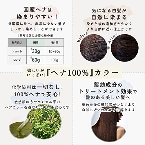 ヘナ白髪染め【最高AAAランク高品質ヘナ】カーキブラウン100g×3