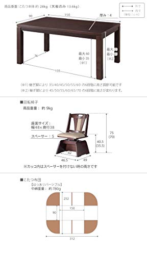 ダイニングこたつ スクット 6点セット 7