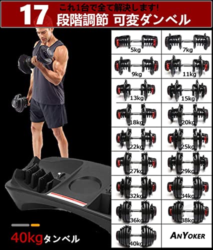 Amazon | RIORES （リオレス）ダーベル40kg 可変式 ダンベルにも