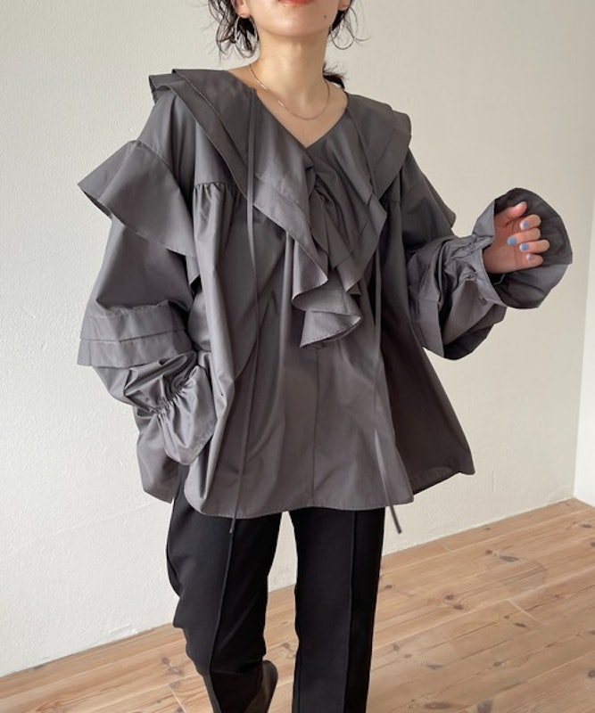 big collar frill blouse 3