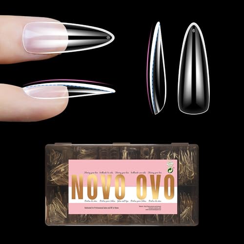 Long Almond Nail Tips NATURAL Not SCULPTED for Flat Nail Beds 1