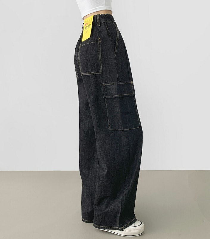 ステッチカーゴワイドデニムパンツ 2