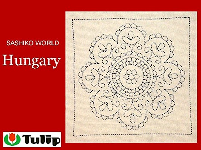 花ふきん SASHIKO WORLD Hungary 円形のバラ 2