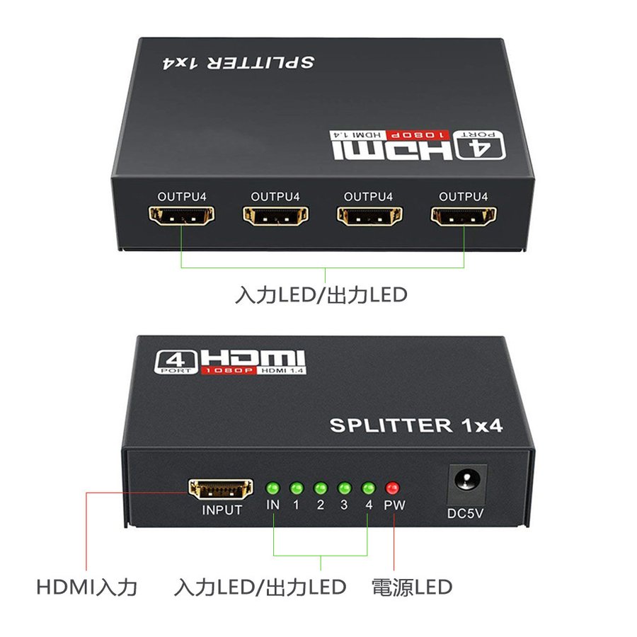 市場 HDMIスプリッター 1入力4出力 切替器 アンテナ分配器 AVセレクター HDMI