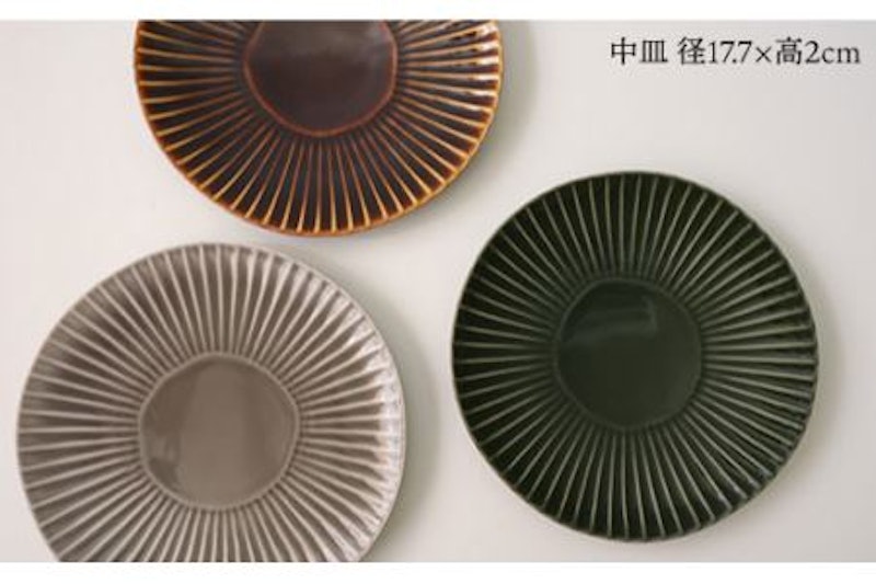 一龍陶苑 しのぎ 中皿3枚セット 3
