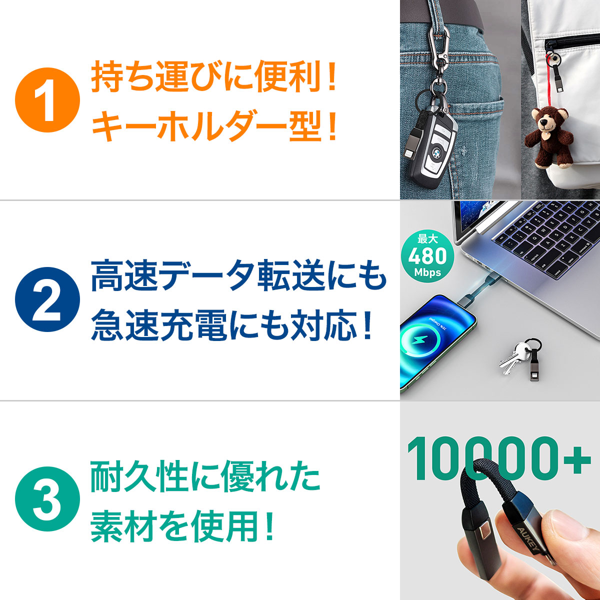 USB Type-A to Lightning ストラップ型ケーブル 2