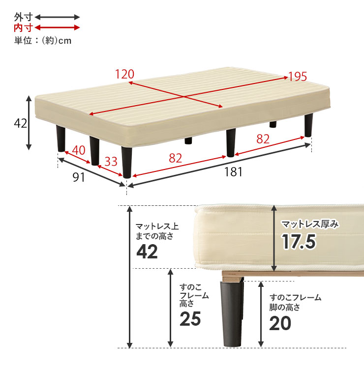 脚付きマットレスベッド 15