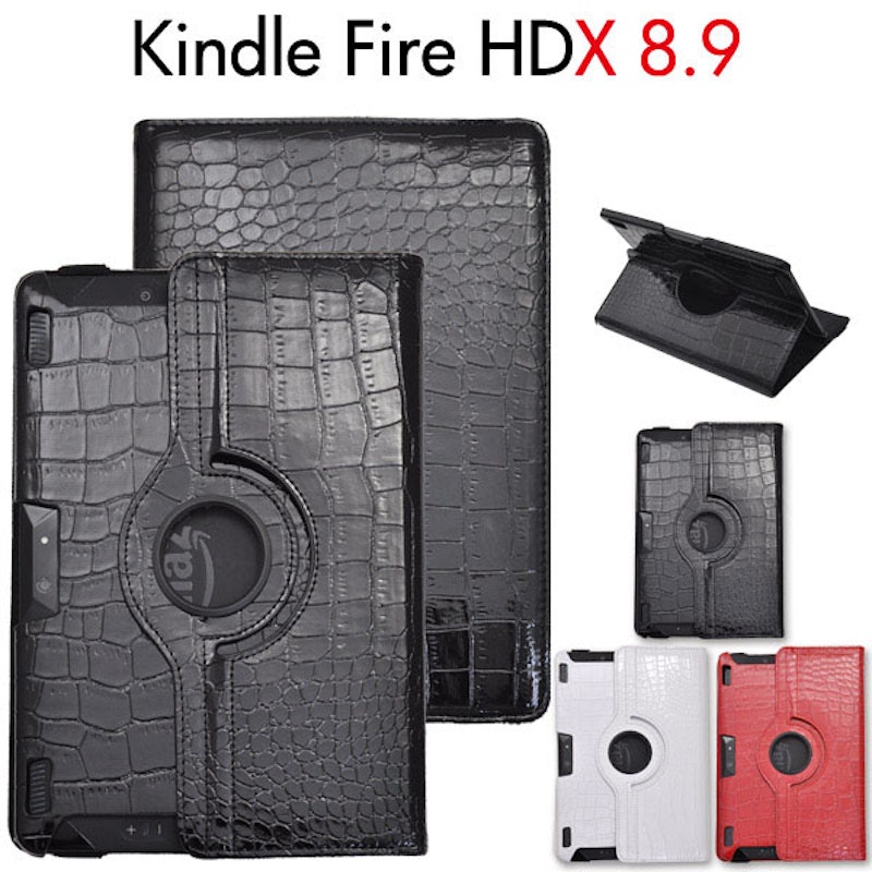 Kindle Fire HDX 8.9用 クロコダイルレザーデザインケース 1