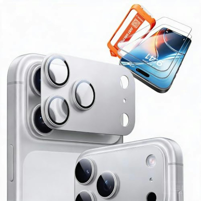 ガラスフィルム+Cameragoレンズフィルム iPhone 18 Pro用シルバー セット 1