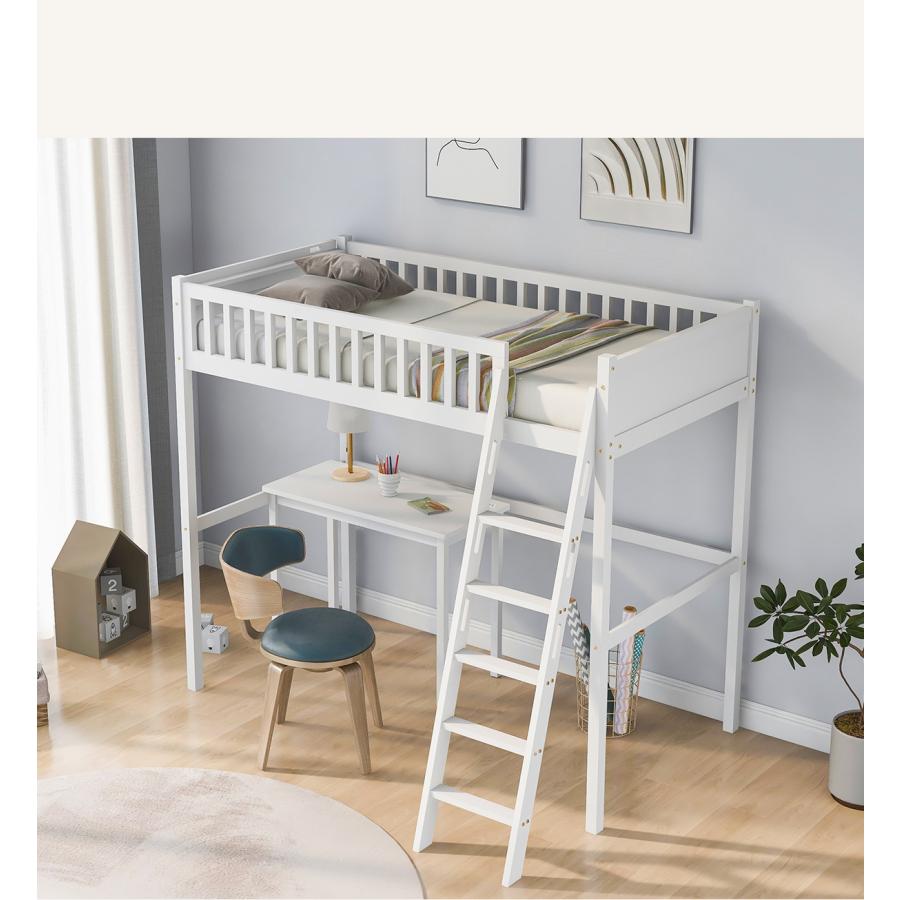 ロフトベッド　スチール製白色 ロフトベッド スチール製白色