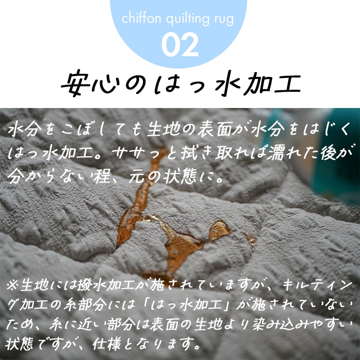 撥水加工の洗えるラグ 3