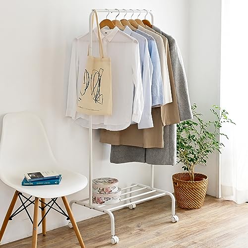 パイプハンガーラックシンプルデザイン 白 室内用 軽量 ハンガーラック