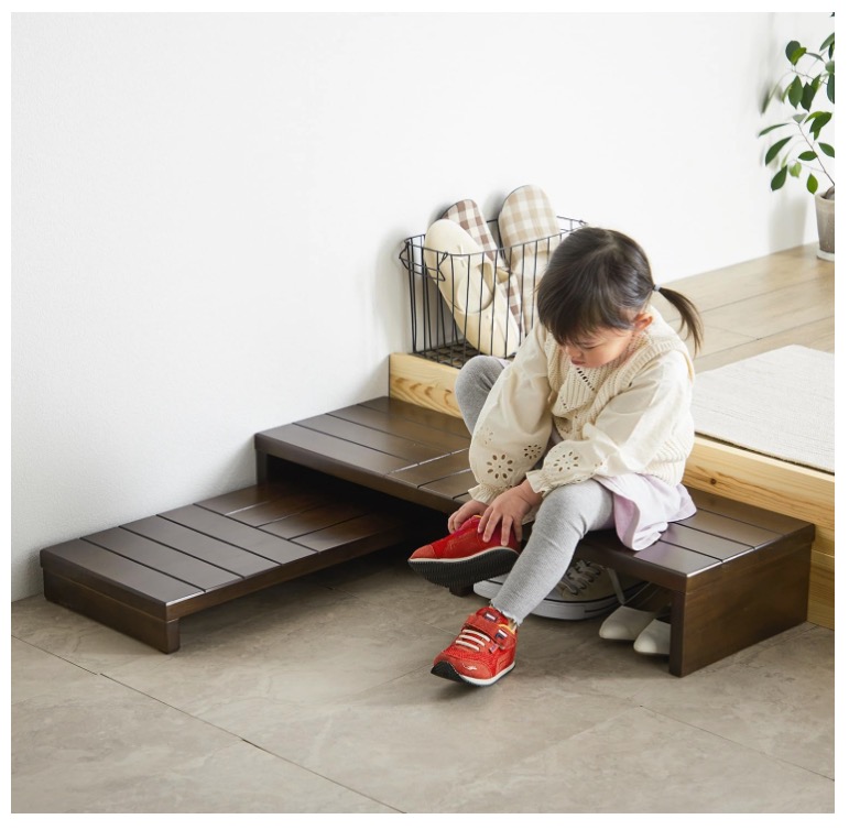 ビータ(Vita) 手すり付き玄関台 ブラウン 幅70×奥行35×高さ78cm 幅60cm  