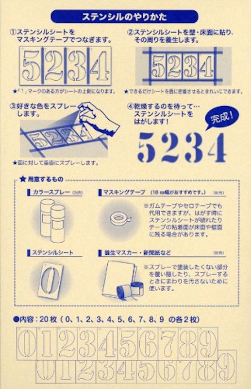 ステンシルシート 数字 3