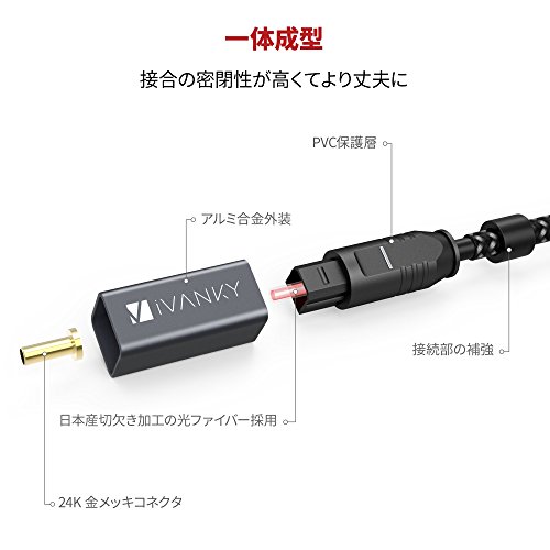 Amazon 光デジタルケーブル Toslinkトスリンク光ファイバー オプティカルデジタル オーディオケーブル 金属端子 0 5m 1 5m 3m 5m 10m 光オーディオケーブル Rosebe 光デジタルケーブル