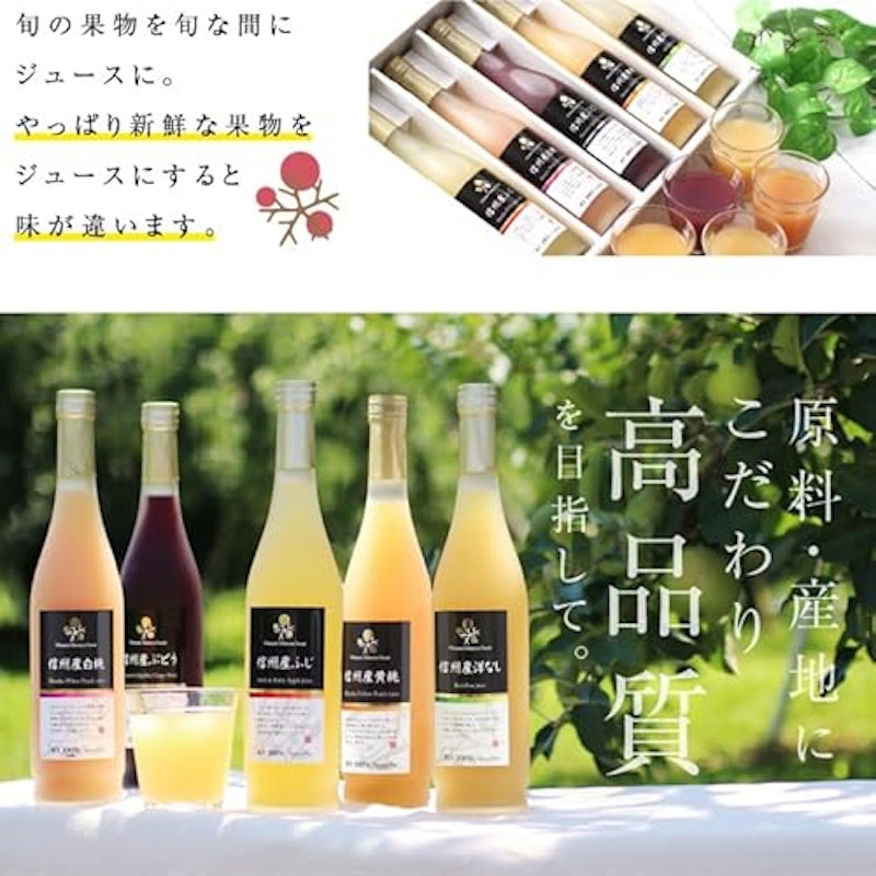 信州産100%果物ジュース500mL 2本セット 6