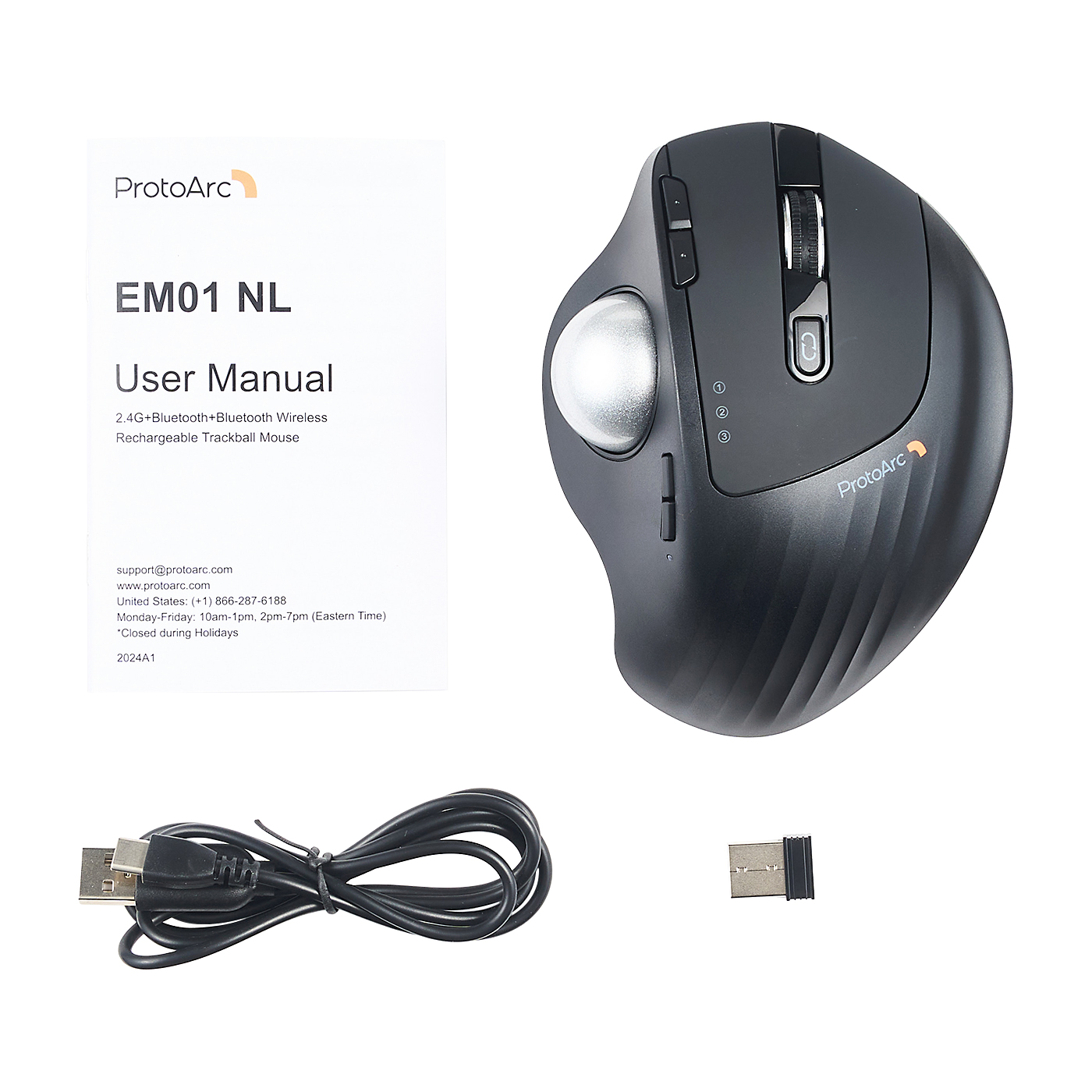 ProtoArc トラックボールマウス Bluetooth/2.4GHz両対応 3台同時