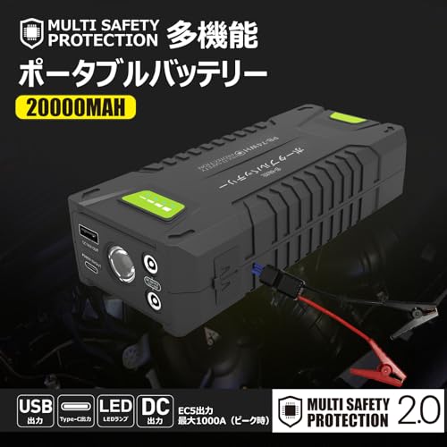 【業界初最軽量型】ポータブル電源 大容量 バッテリー ジャンプスターター 即納 ジャンプスターター ポータブル電源 大容量 12V 39800mAh 緊急