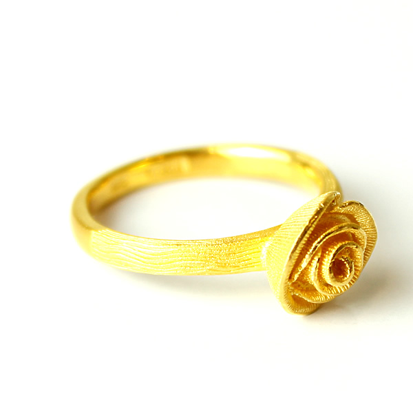 薔薇 純金リング 2