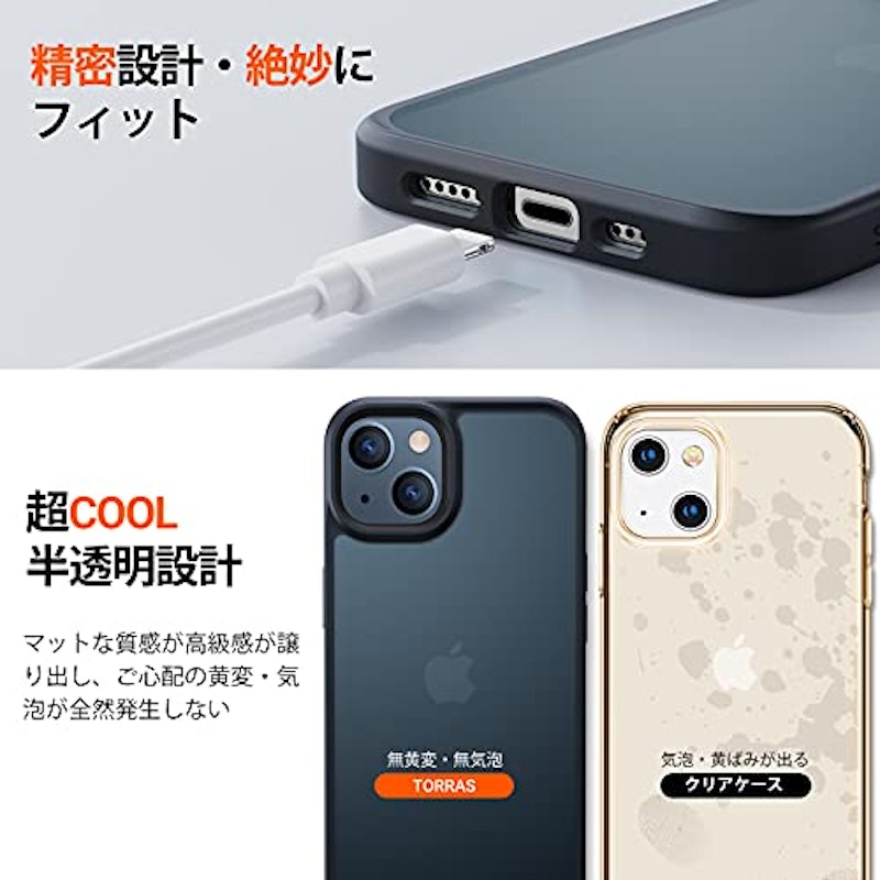 iPhone13mini 超耐衝撃マット半透明ケース 5