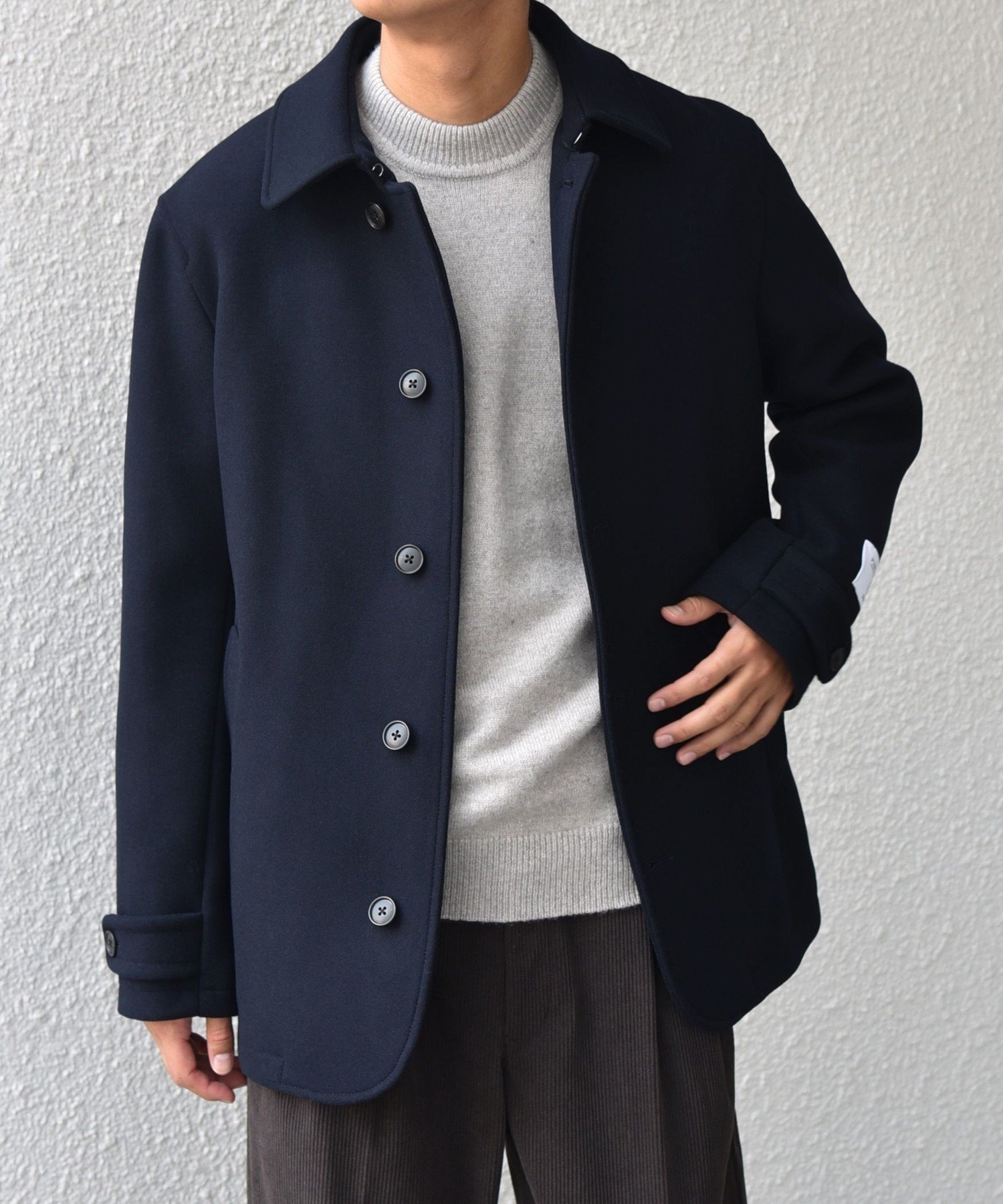 PURE WOOL MELTON シングル Pコート 1