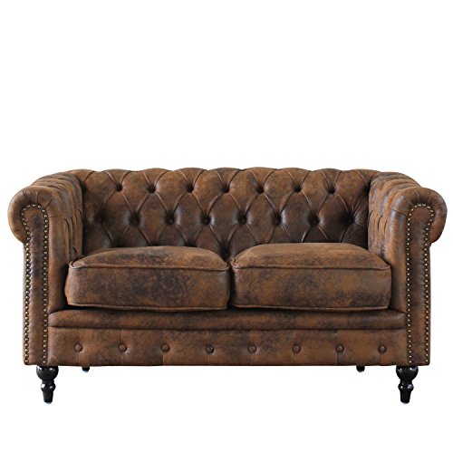 【美品】【送料無料】ヴィンセント　チェスターフィールド　茶 VINCENT チェスターフィールド ソファ 3人掛け 家具 Se047