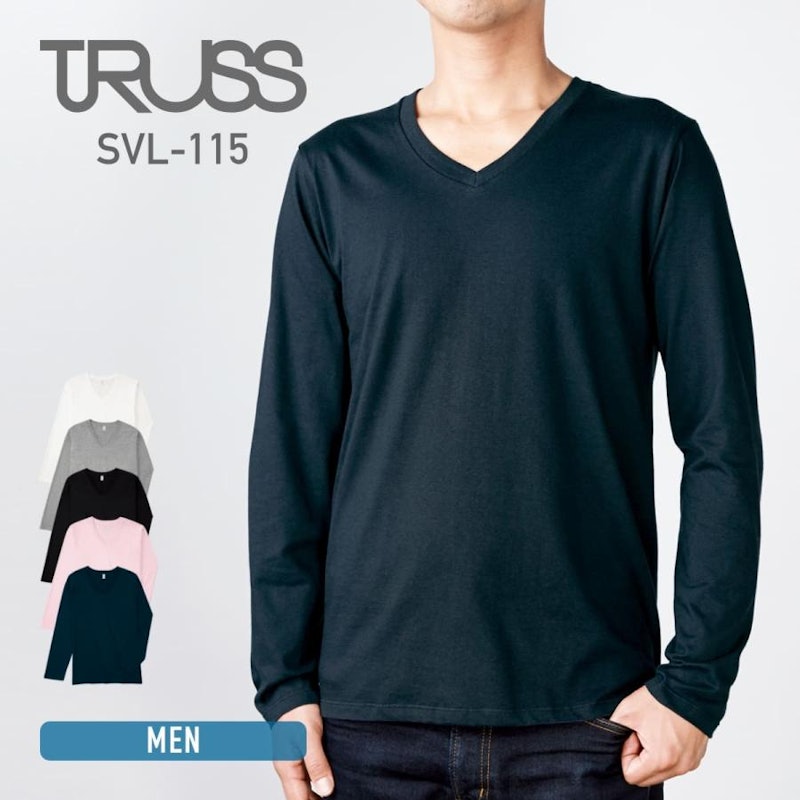 TRUSS スリムフィット Vネック ロングスリーブTシャツ 3