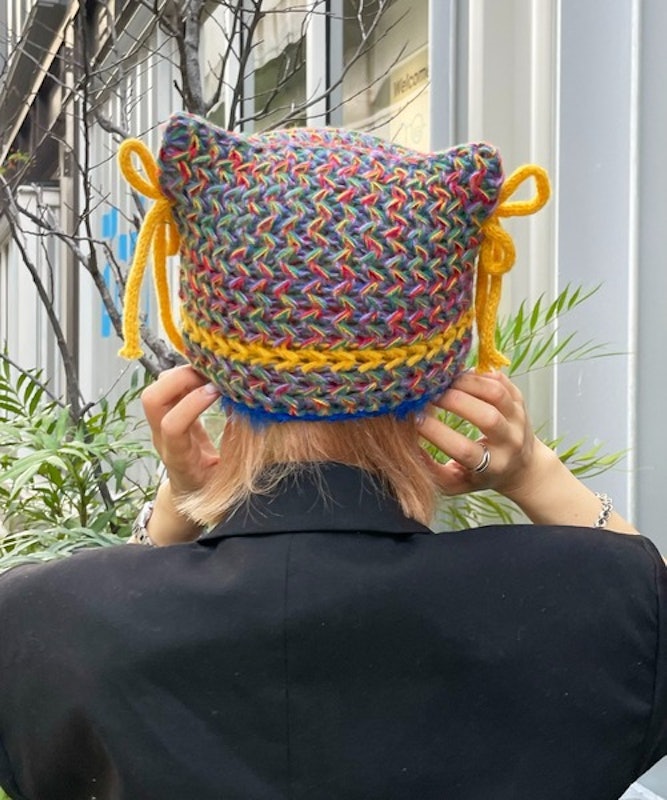 手編み猫耳ニットCAP 3