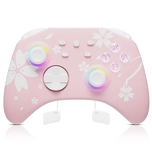 Wireless Pro Controller Sakura Pink, Bluetooth Controller with Programmable 1