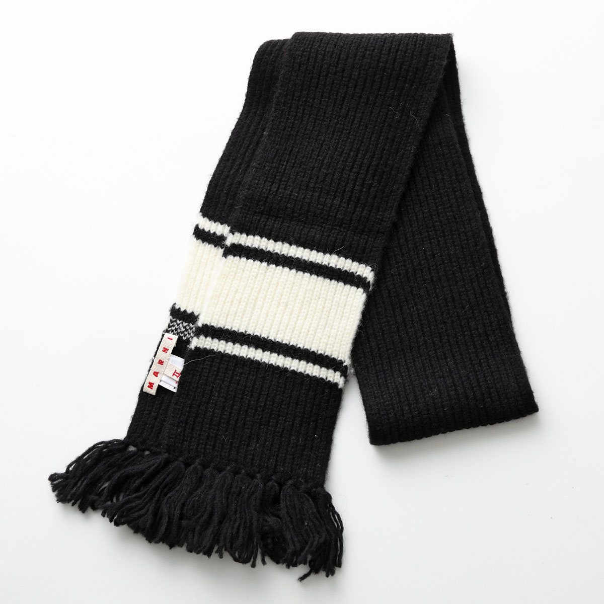 金額確定❗感性…お洒落…インパクト❗MARNI21AW ボーダーマフラー 白×黒 金額確定❗感性…お洒落…インパクト❗MARNI21AW ボーダーマフラー