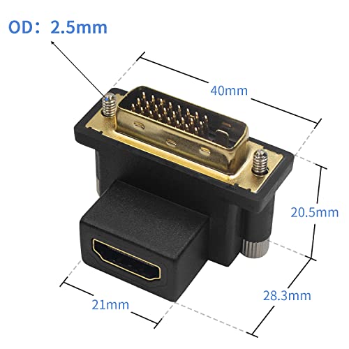 HDMI DVI L型変換アダプタ DVI [オス]ーHDMI [メス] 3