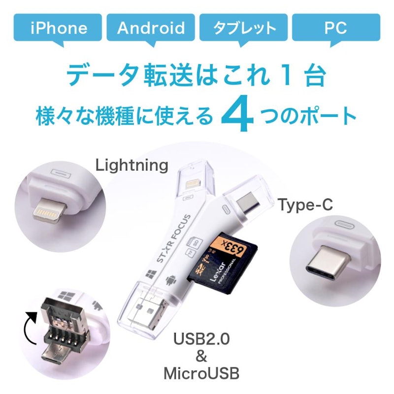 4in1 スマホ SD カードリーダー 2
