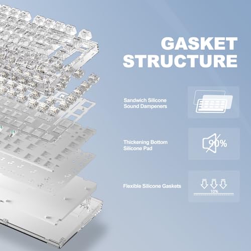 X75 82 Keys Wired Hot Swappable Gasket Transparent Mechanical Keyboard 3