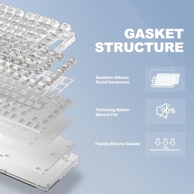 X75 82 Keys Wired Hot Swappable Gasket Transparent Mechanical Keyboard 3