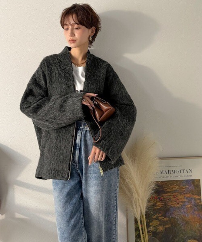 シャギーノーカラーコート 18