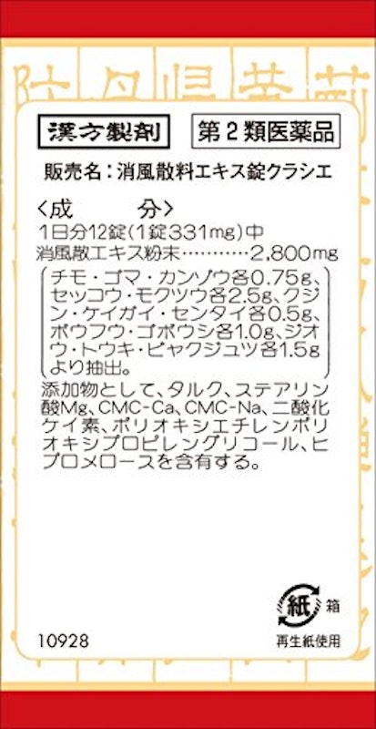 消風散料エキス錠クラシエ 4