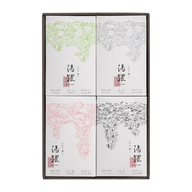薬用入浴剤 湯躍 化粧箱4種詰合せ(緑光・月白・春霞・無垢 ) 1