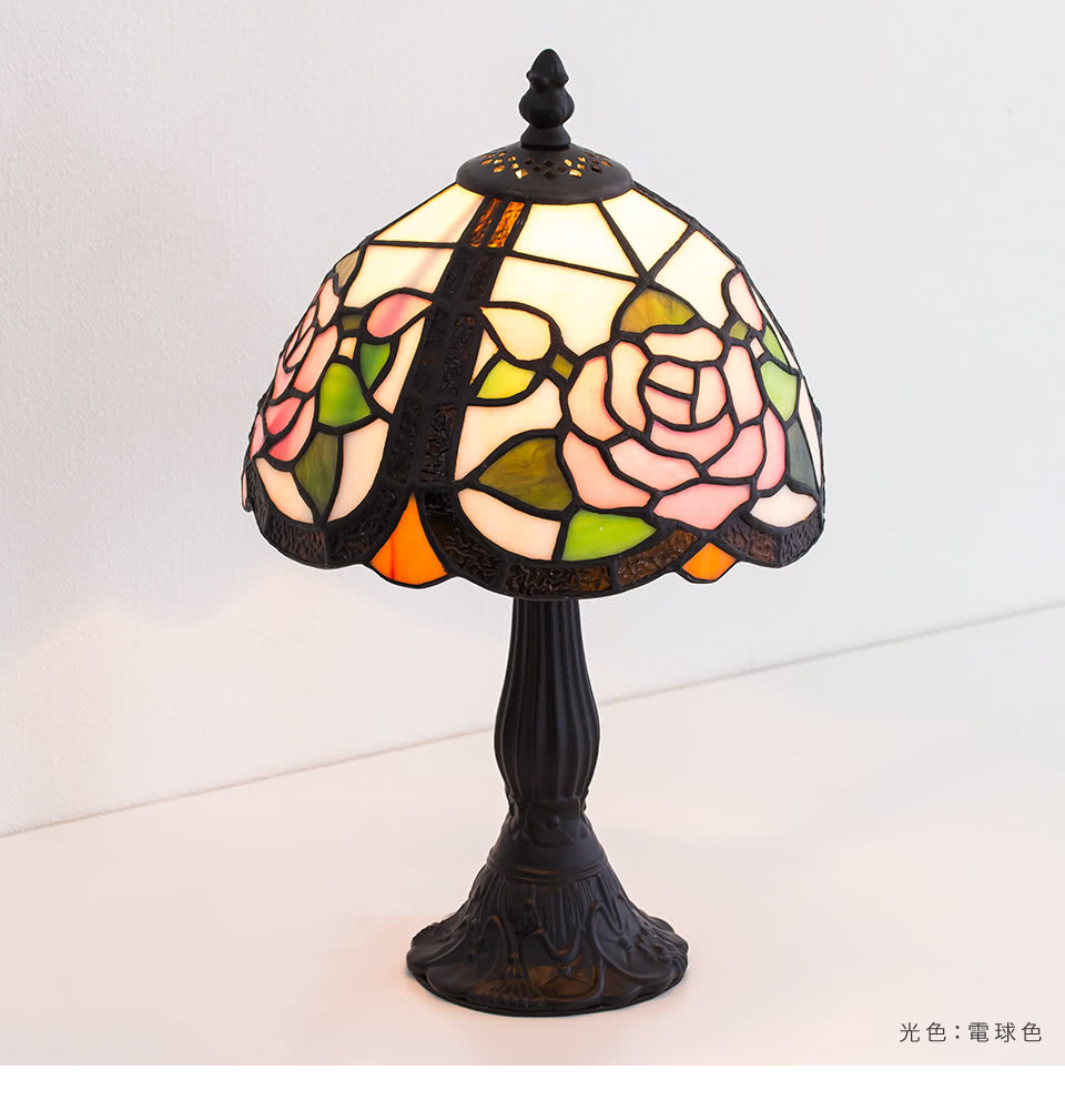 銅製ステンドランプ ステンドグラス アン デスクライト照明◆芸術品