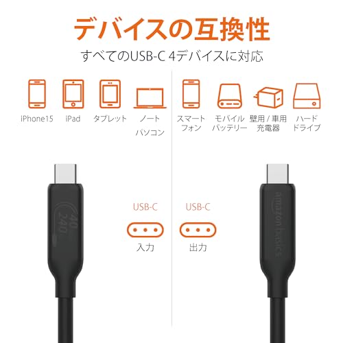 USB-C-USB-C 4 高速充電ケーブル 3