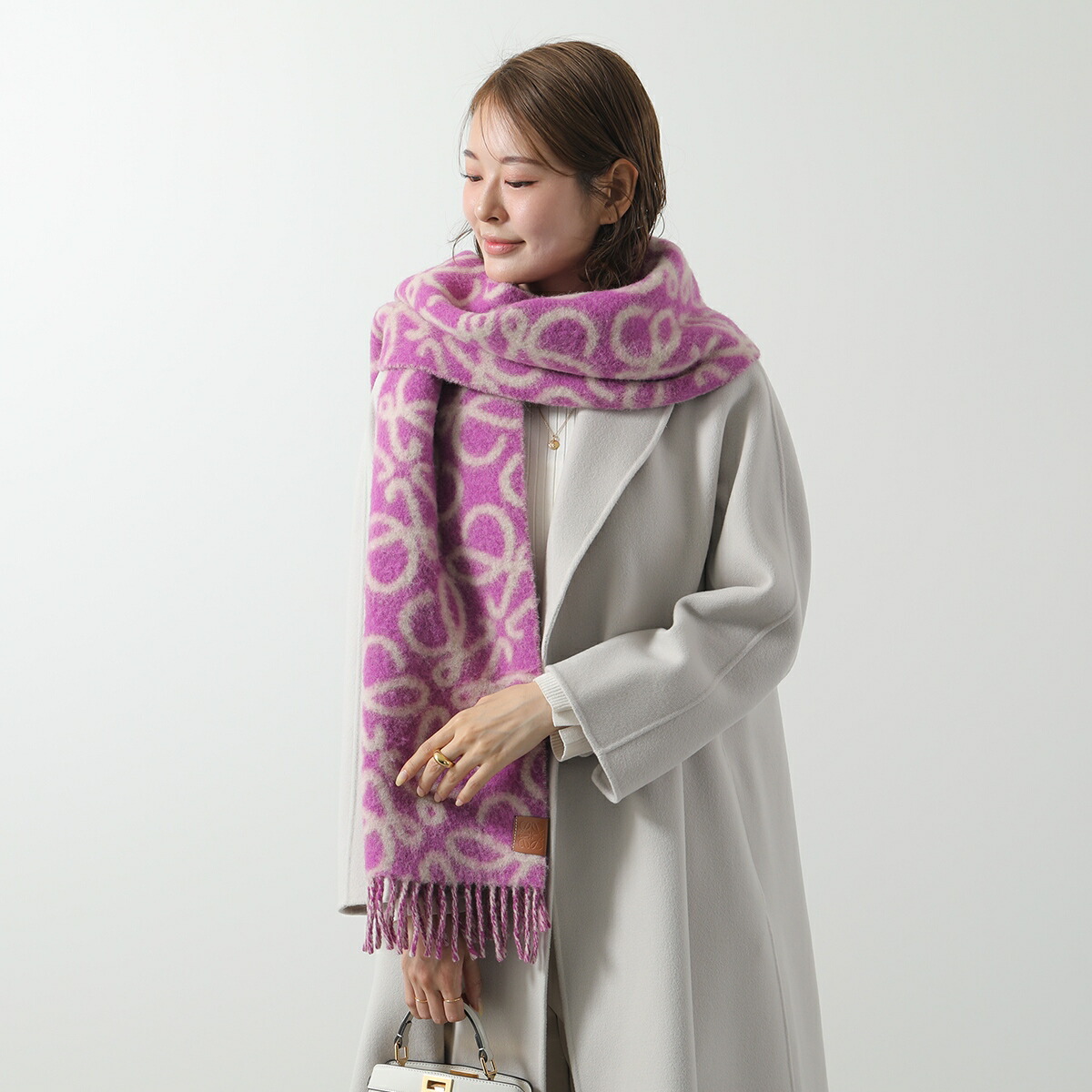 中古・古着通販LOEWE LOEWE ロエベ マフラー リバーシブル ピンク 