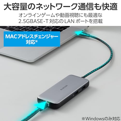 USB Type-Cデータポート/4K/60Hz+2.5Gbps対応ドッキングステーション 6