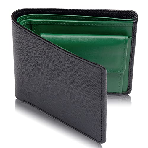 美品 イルビゾンテ 二つ折り財布 ラウンドファスナー レザー 緑 ロゴ型 