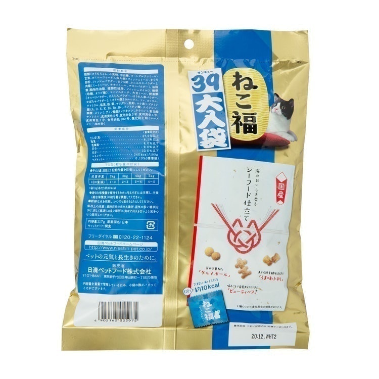 (未使用･未開封品)　ねこ福 猫用おやつ シーフード仕立て 39大入袋 国産 フィッシュ 117g (3g ×39袋入) qdkdu57 Amazon.co.jp: ねこ福 39大入り袋 シーフード仕立て 117g(3g×39