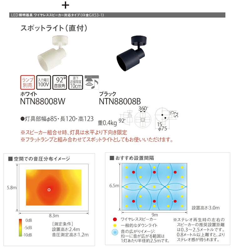 ワイヤレススピーカー+ワイヤレス送信機+スポットライト 4