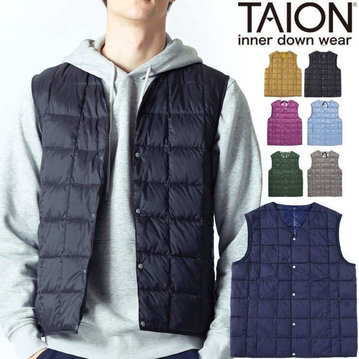 TAION Vネック ダウンベスト 3