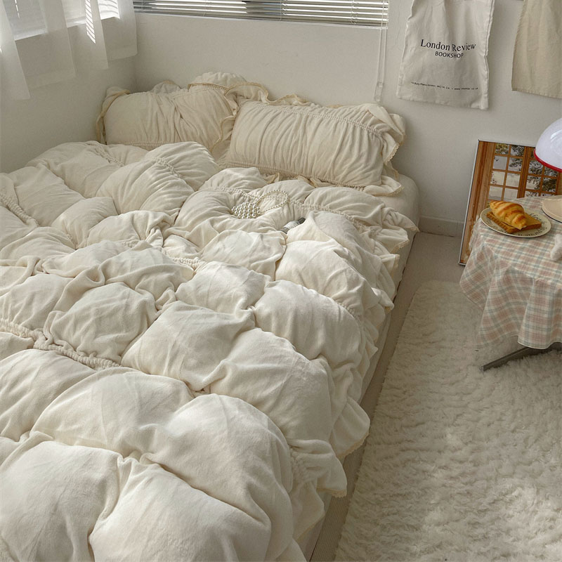 シングルサイズ 綿100％ 掛け布団カバー ホワイト 可愛い 枕カバー2枚