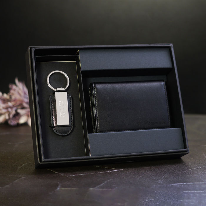 メタルプレートキーホルダー＆本革名刺入れセット 1