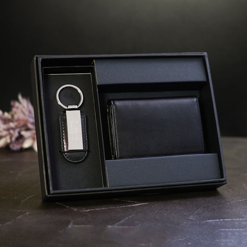 メタルプレートキーホルダー&本革名刺入れセット 1